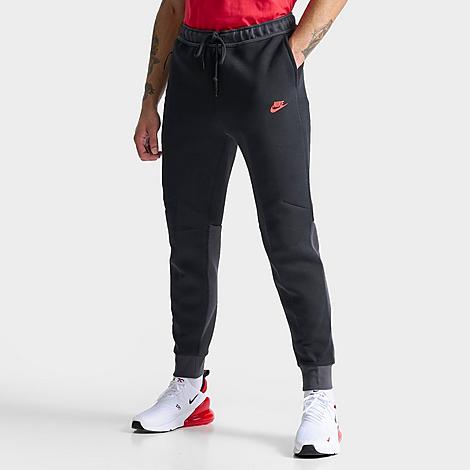 Nike Men's Sportswear Tech Fleece Jogger Pants In Black/dark Smoke Grey/light Crimson