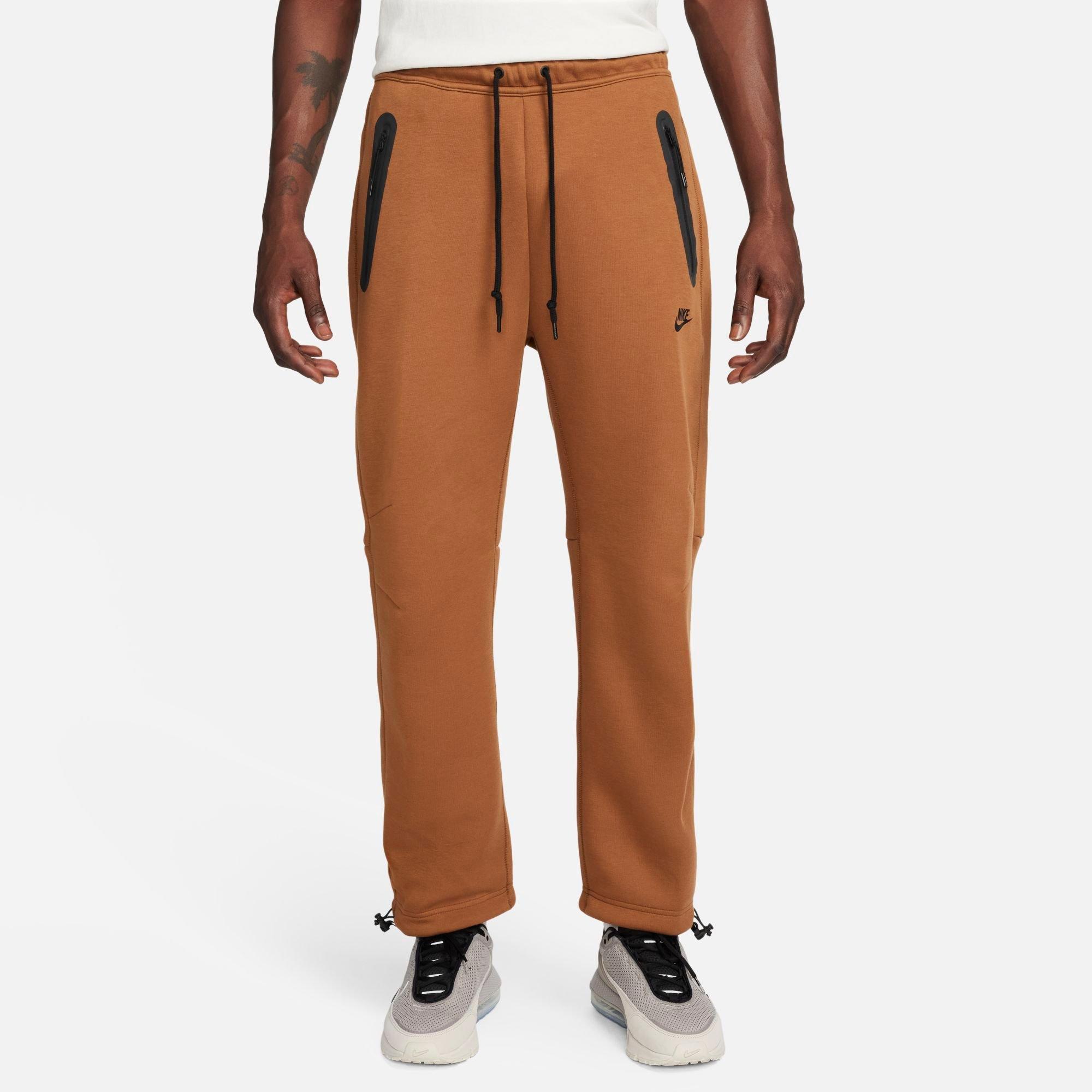 Shop Nike Men's Sportswear Tech Fleece Open-hem Sweatpants In Light British Tan/black