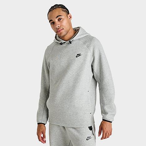 Shop Nike Men's Sportswear Tech Fleece Pullover Hoodie In Dark Grey Heather/black