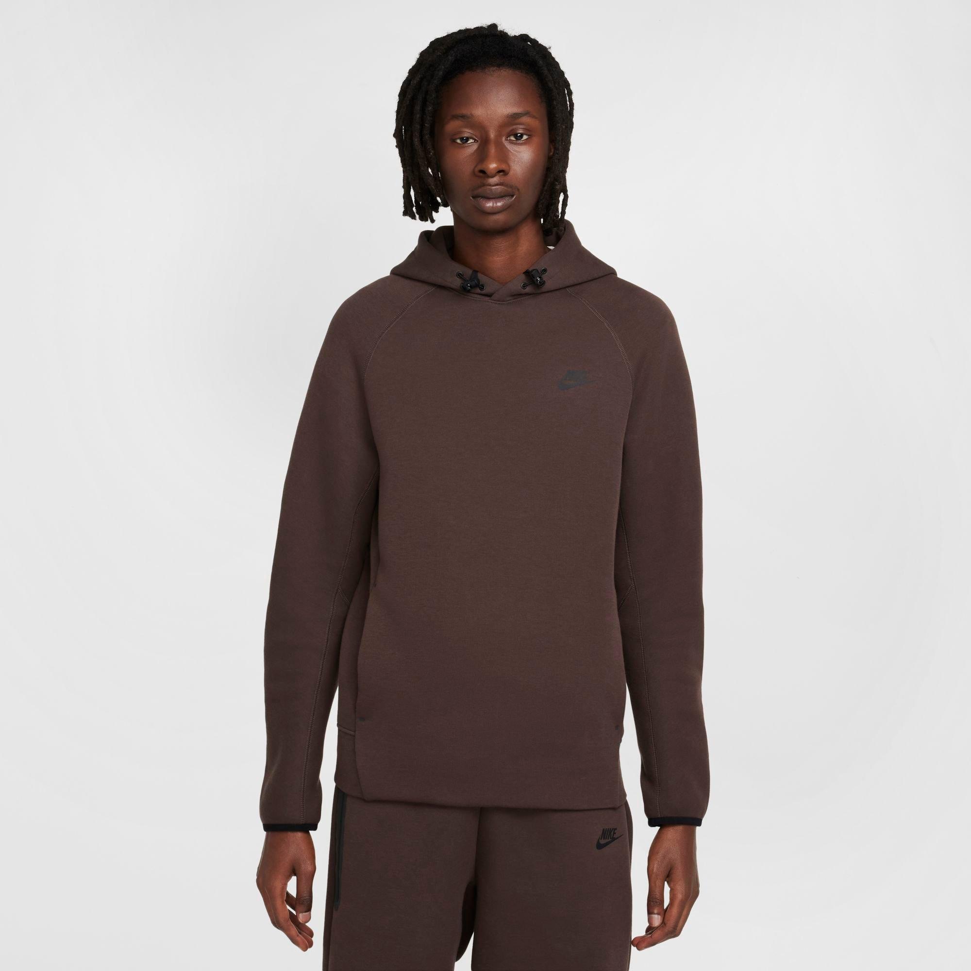 Nike Men's Sportswear Tech Fleece Pullover Hoodie in Brown/Baroque Brown Size MT Cotton/Polyester/Fleece