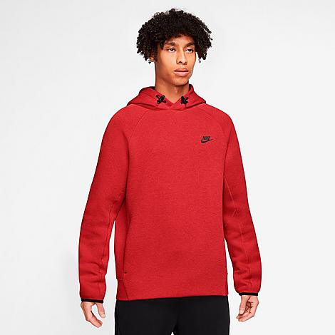 Nike Men's Sportswear Tech Fleece Pullover Hoodie In Light University Red Heather/black