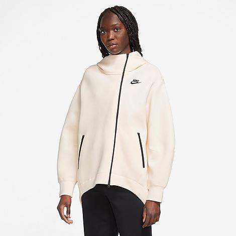 Nike Women's Sportswear Tech Fleece Oversized Cape Full-zip Hoodie In Pale Ivory/black