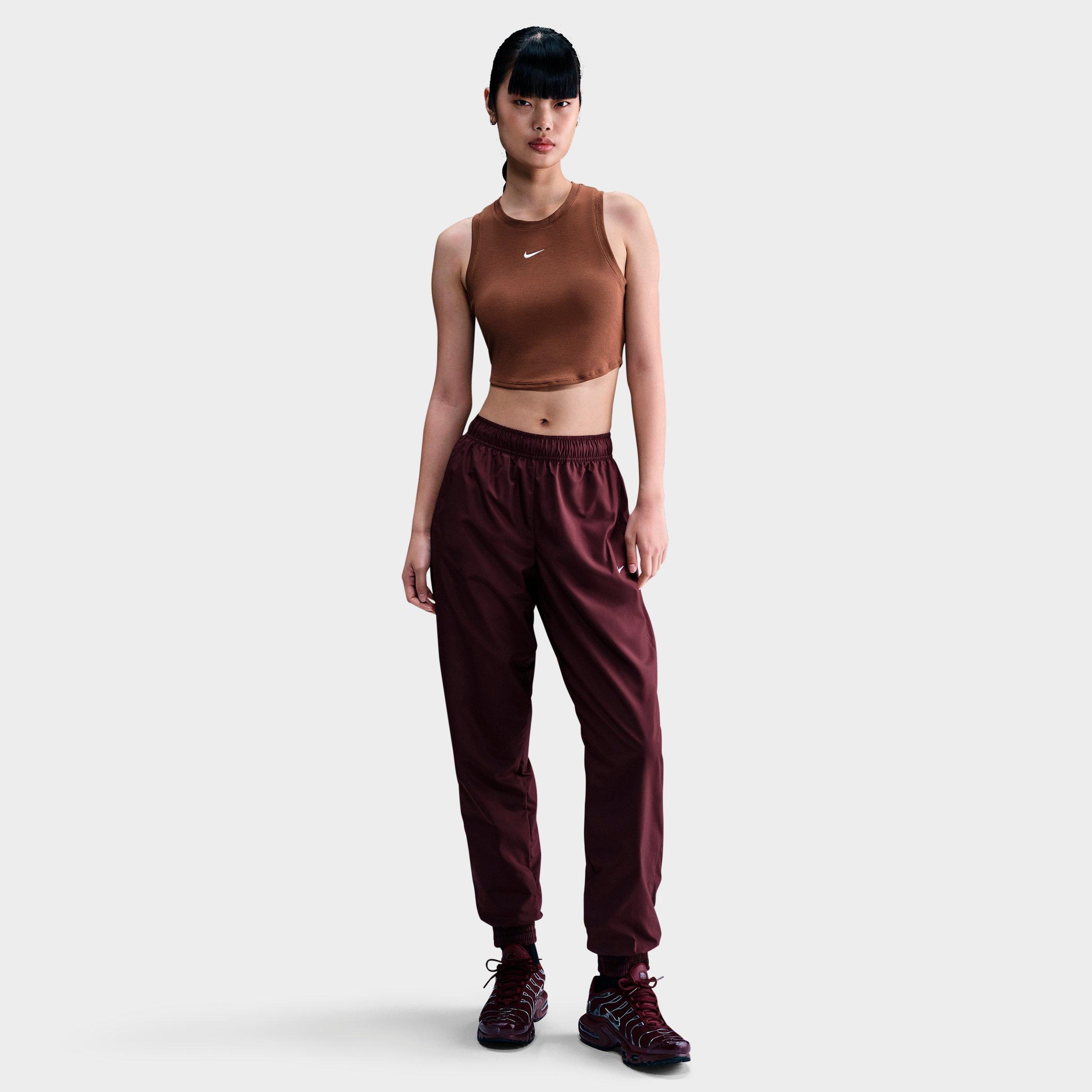 Nike Women's Sportswear Essential Ribbed Cropped Tank Top in Fauna Brown/Sail Size: XS