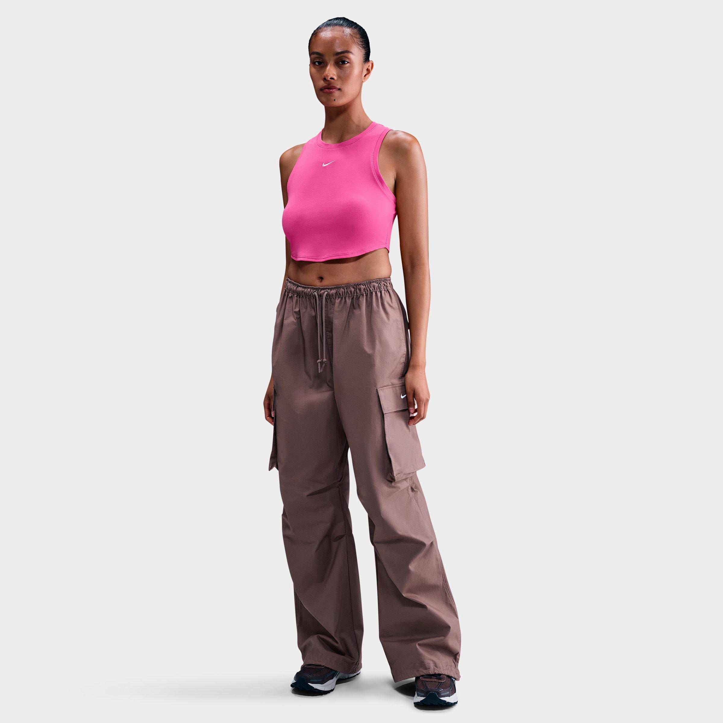 Nike Women's Sportswear Essential Ribbed Cropped Tank Top in Playful Pink/Sail Size: XS