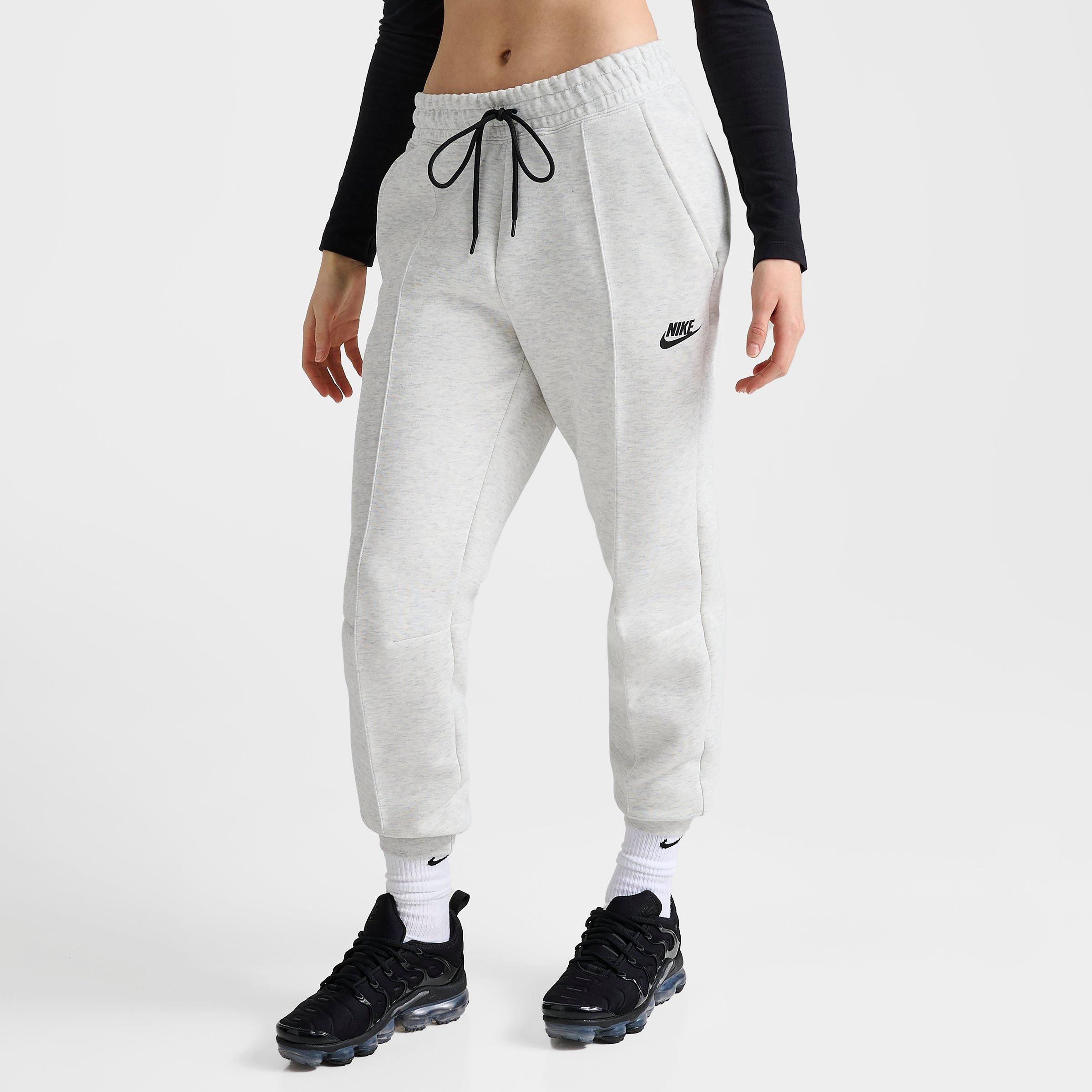 Nike Women's  Sportswear Tech Fleece Mid-rise Jogger Pants In Light Grey Heather/black