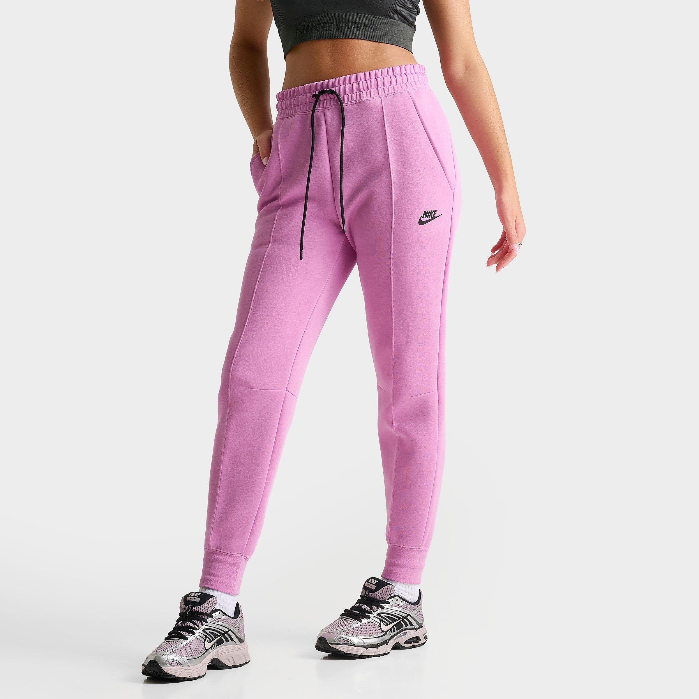Nike Women's Sportswear Tech Fleece Jogger Pants in Light Magenta/Black Size: Large