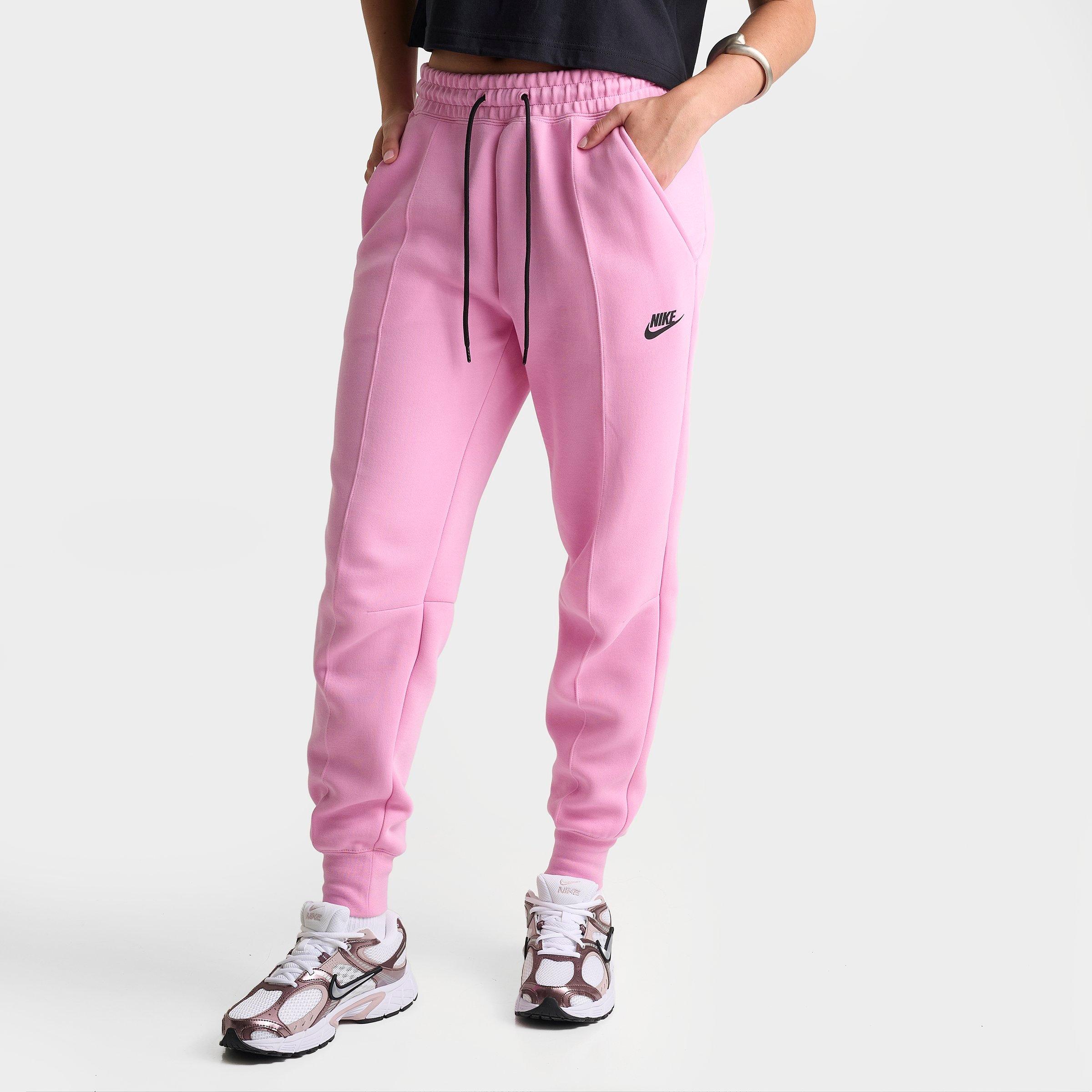 Nike Women's Sportswear Tech Fleece Jogger Pants in Pink Rise/Black Size: XL