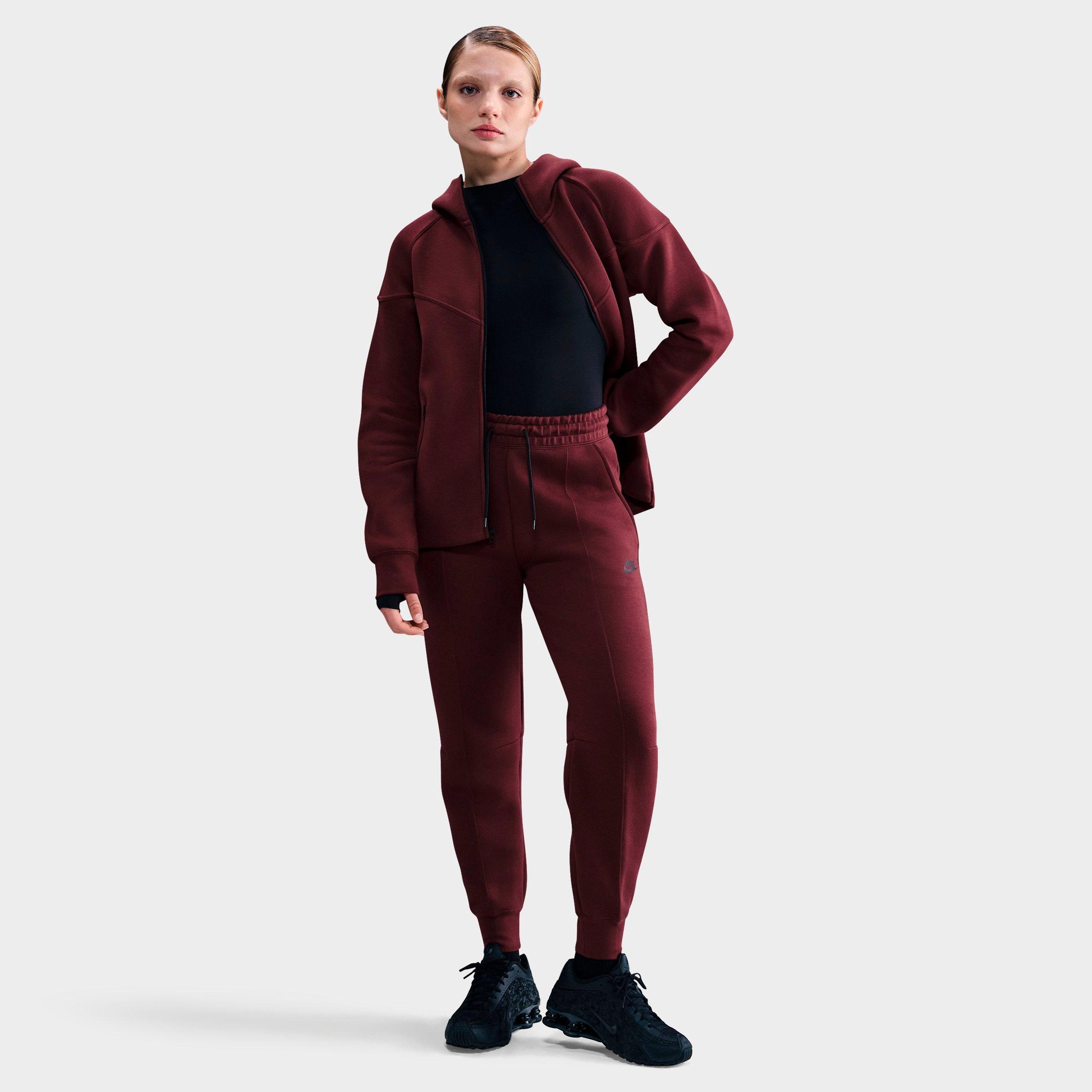 Nike Women's Sportswear Tech Fleece Jogger Pants in Burgundy Crush/Black Size: XS