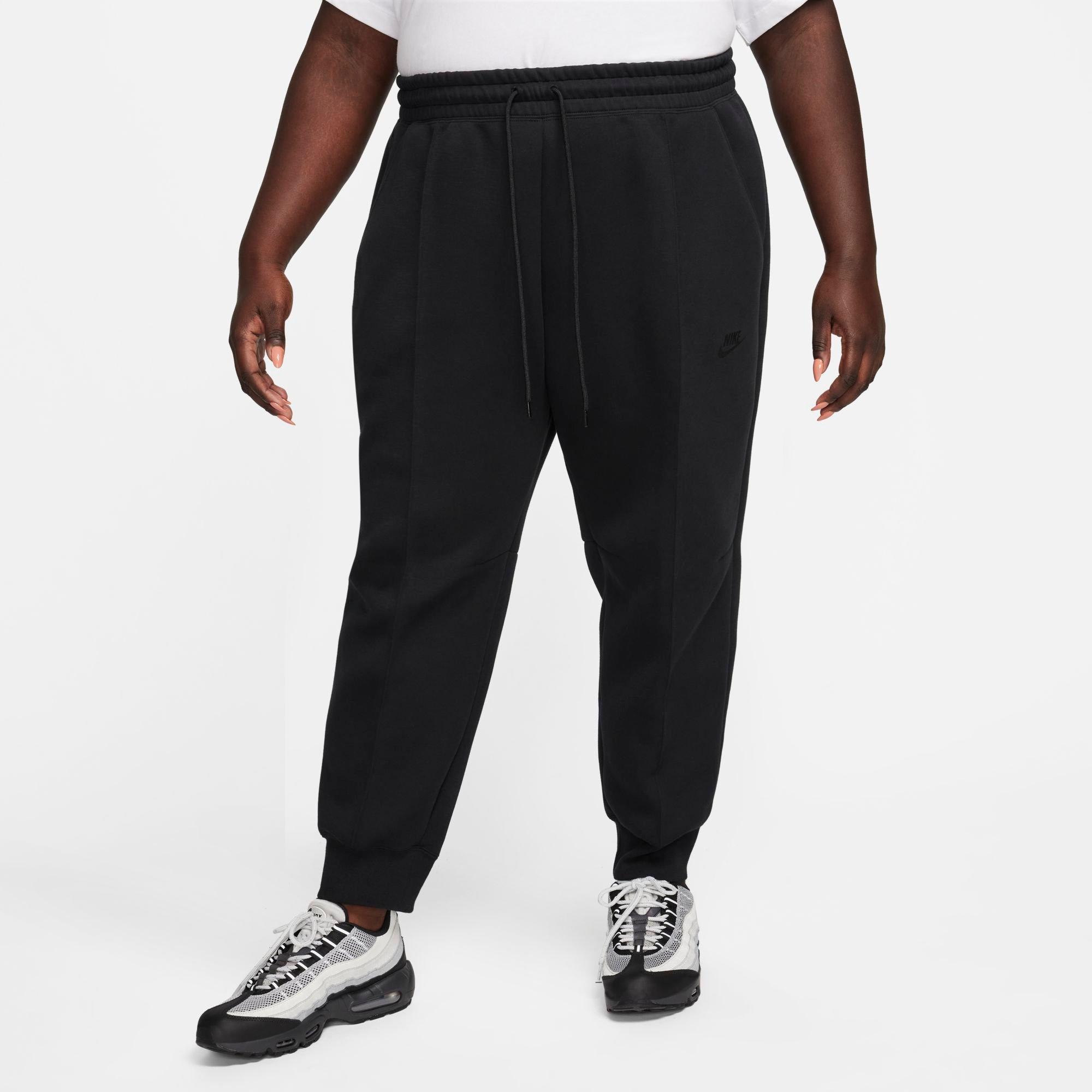 Nike Women's Sportswear Tech Fleece Mid-Rise Jogger Pants (Plus Size) in Black/Black Size XL Cotton/Polyester/Fleece