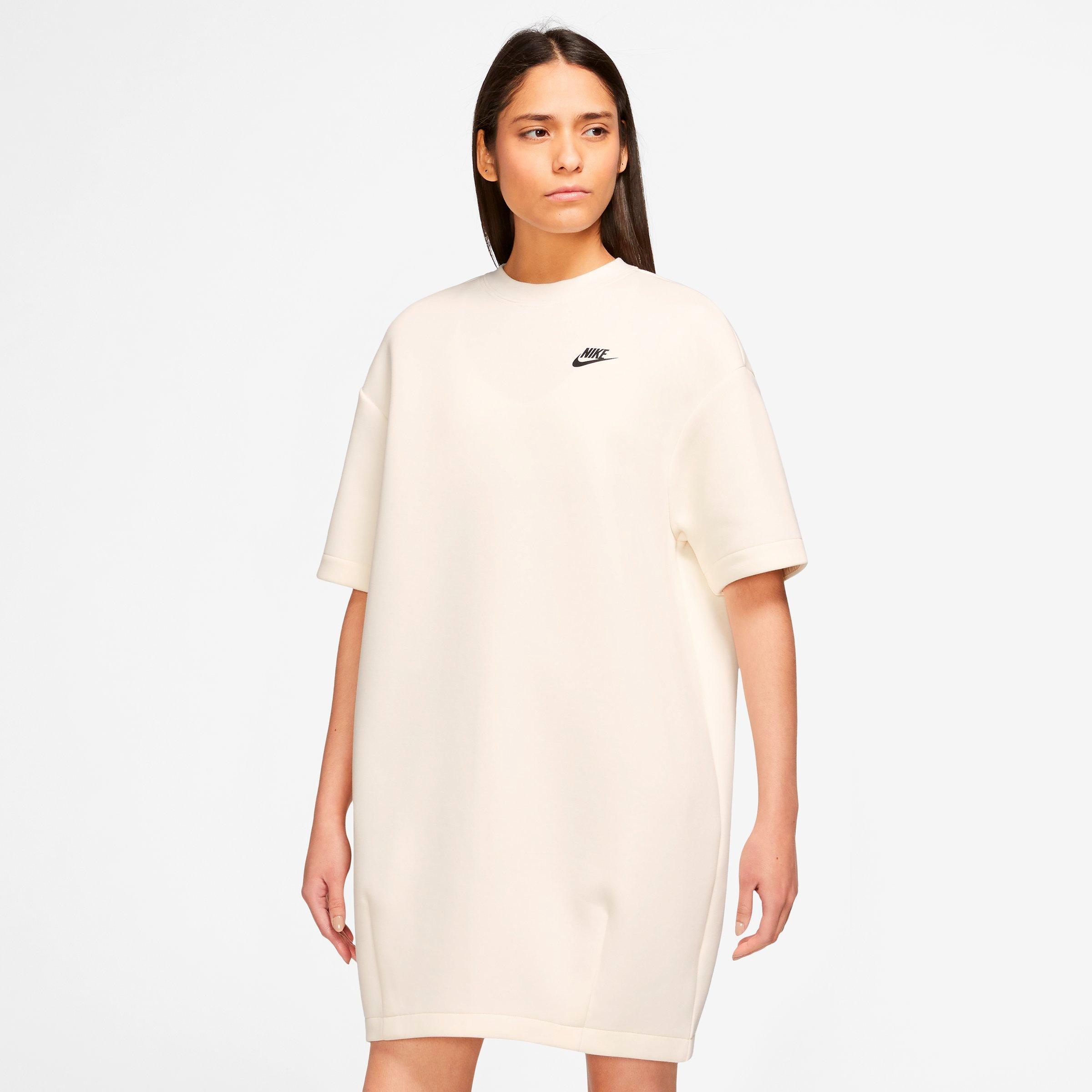 Nike Women's Sportswear Tech Fleece Oversized Dress In Pale Ivory/black