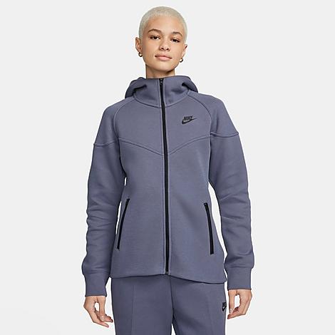 Shop Nike Women's Sportswear Tech Fleece Windrunner Full-zip Hoodie In Light Carbon/black