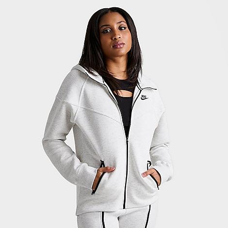 Shop Nike Women's Sportswear Tech Fleece Windrunner Full-zip Hoodie In Light Grey/heather/black