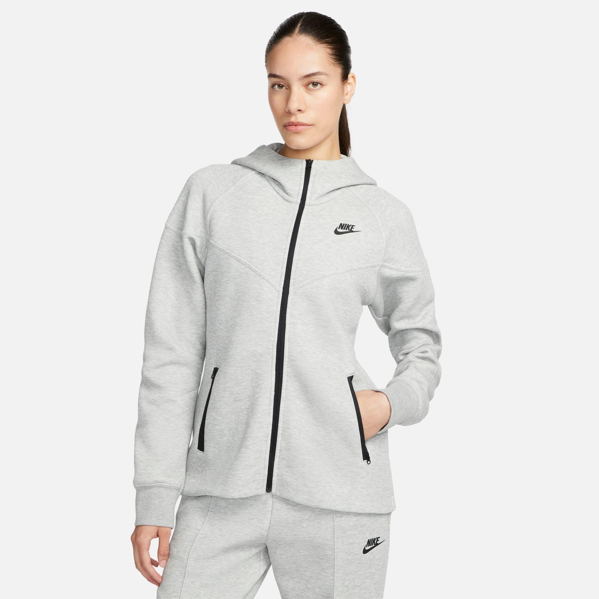 Nike Women's Sportswear Tech Fleece Windrunner Full-Zip Hoodie in Grey/Dark Grey Heather Size XL Fleece/Fiber