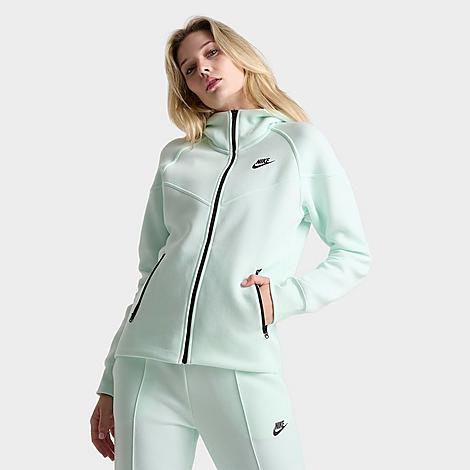 Shop Nike Women's Sportswear Tech Fleece Windrunner Full-zip Hoodie In Barely Green/black