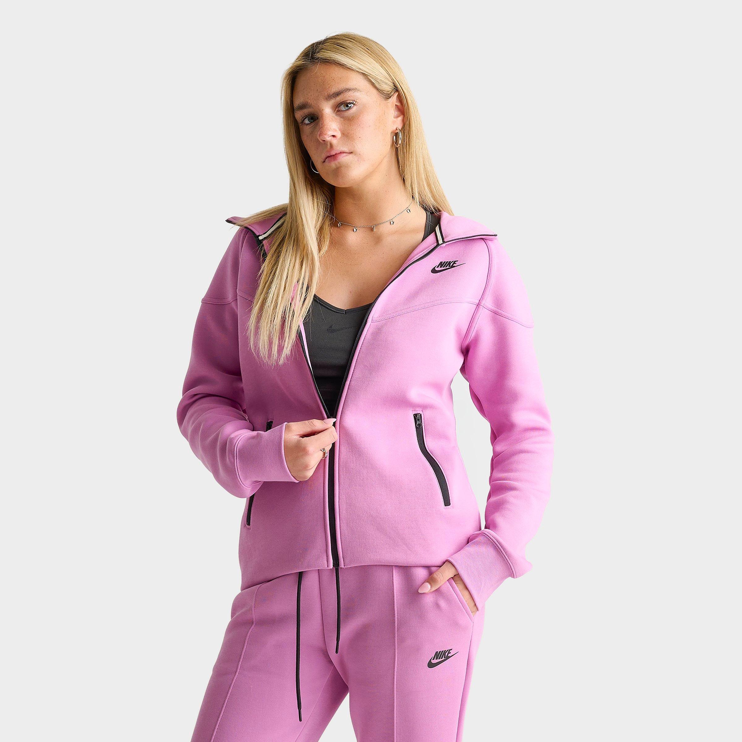 Nike Women's Sportswear Tech Fleece Windrunner Full-Zip Hoodie in Light Magenta/Black Size: Small
