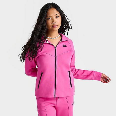 Shop Nike Women's Sportswear Tech Fleece Windrunner Full-zip Hoodie In Alchemy Pink/black
