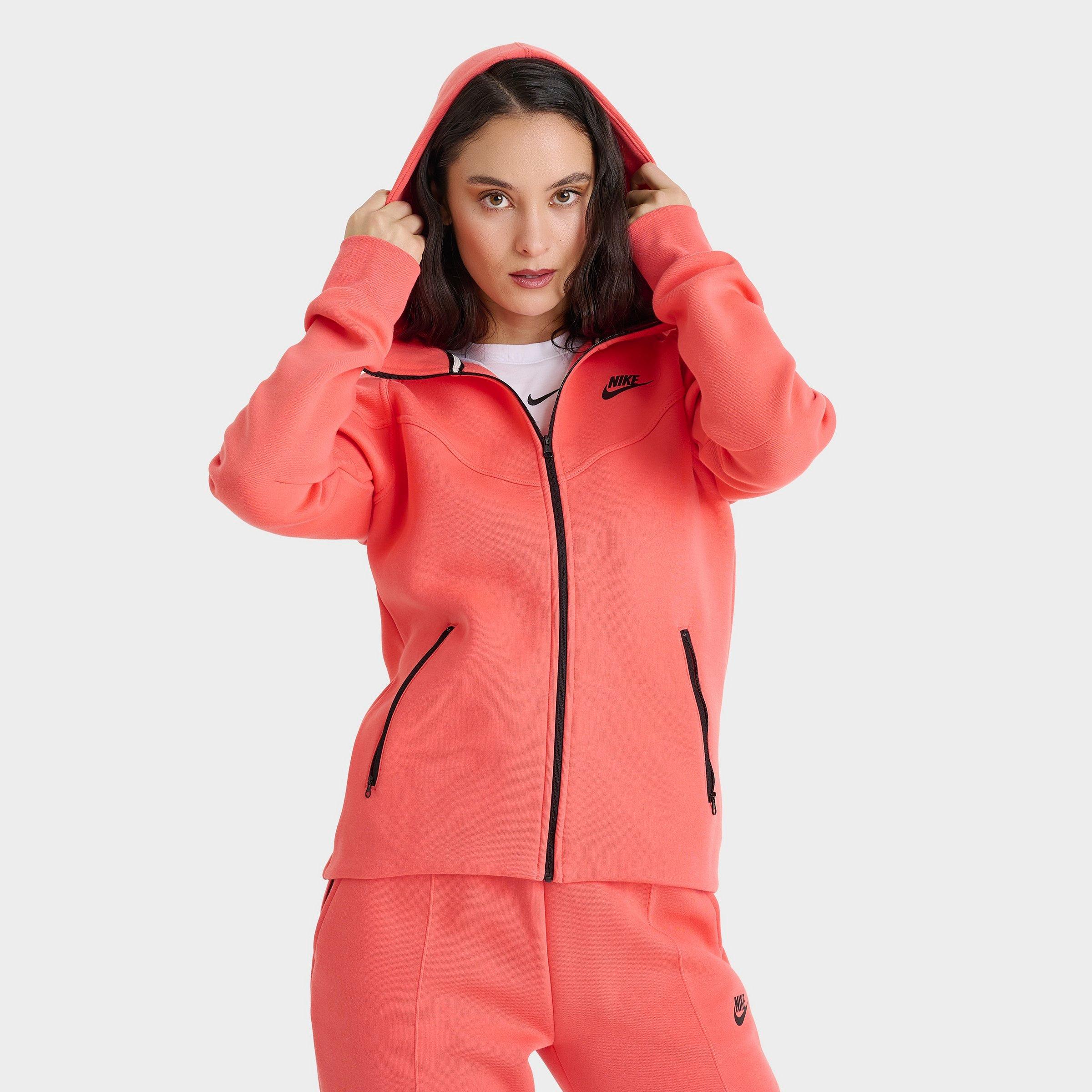 Nike Women's Sportswear Tech Fleece Windrunner Full-Zip Hoodie in Pink/Magic Ember Size Small Fleece/Fiber