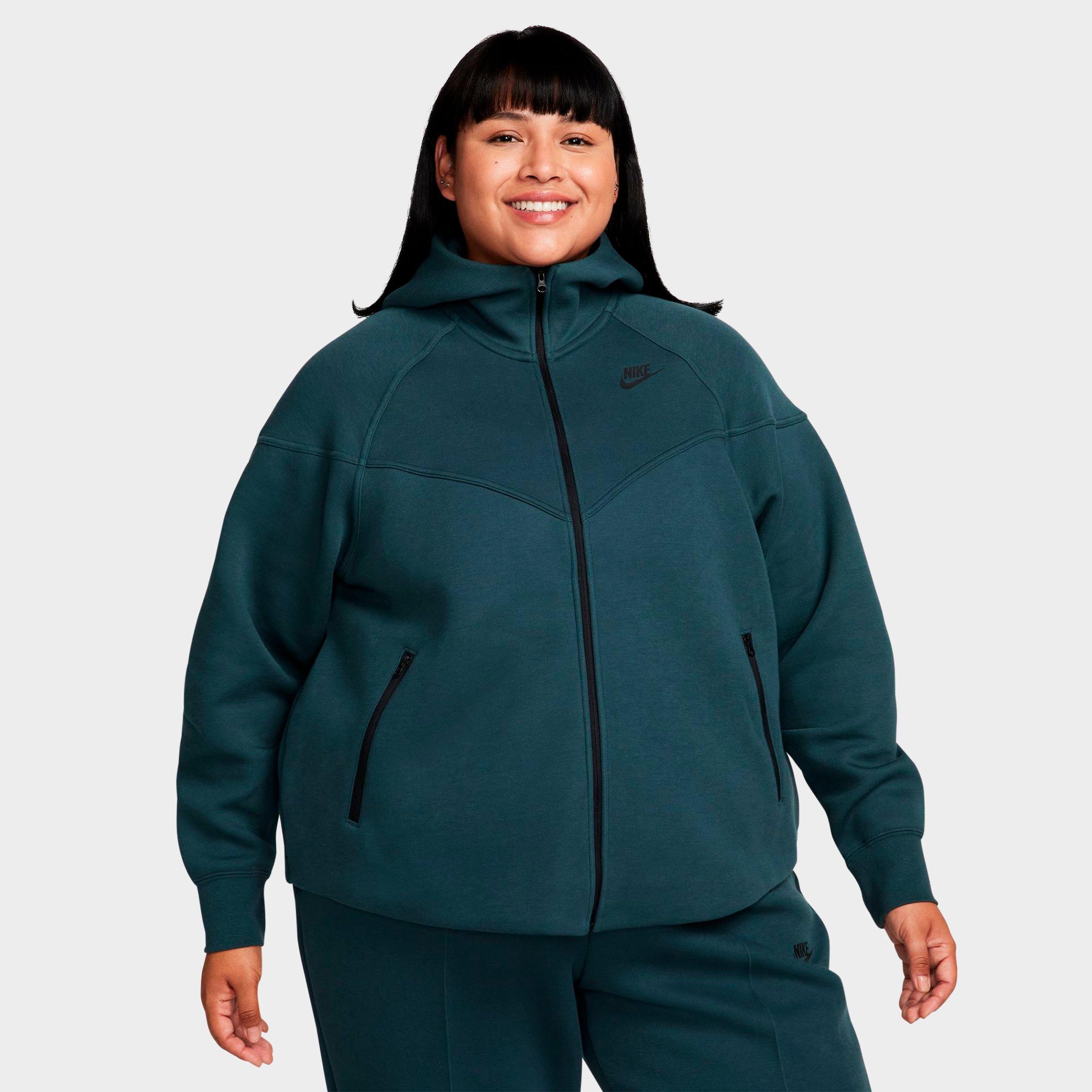 Nike Women's Sportswear Tech Fleece Windrunner Full-zip Hoodie (plus Size) In Deep Jungle/black