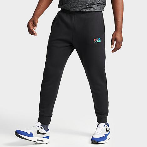 Nike Men's Club Fleece Logo Patch Jogger Pants In Black/black