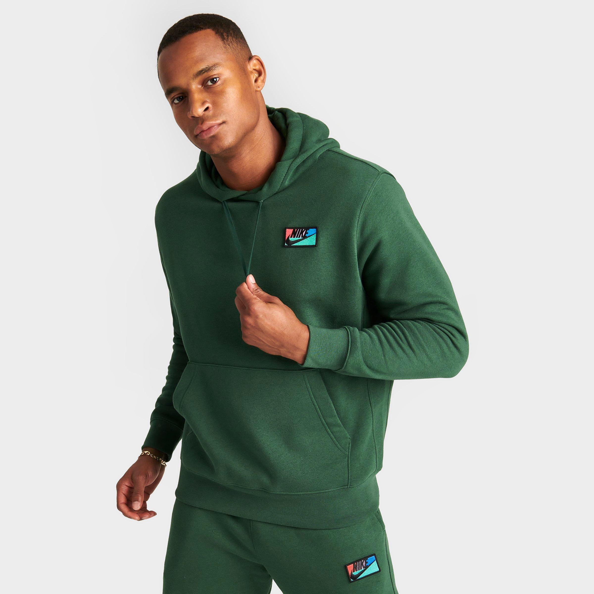 Shop Nike Men's Club Fleece Logo Patch Pullover Hoodie In Fir/fir