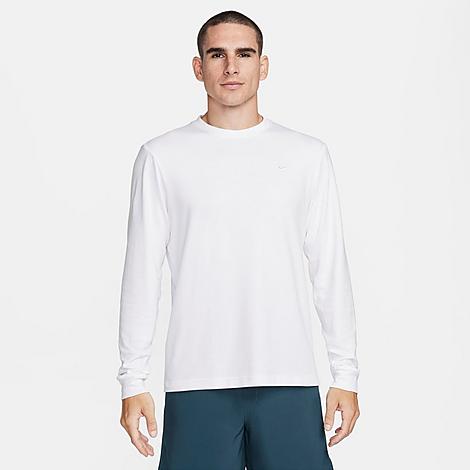 Shop Nike Men's Primary Dri-fit Long-sleeve Versatile Top In White/white