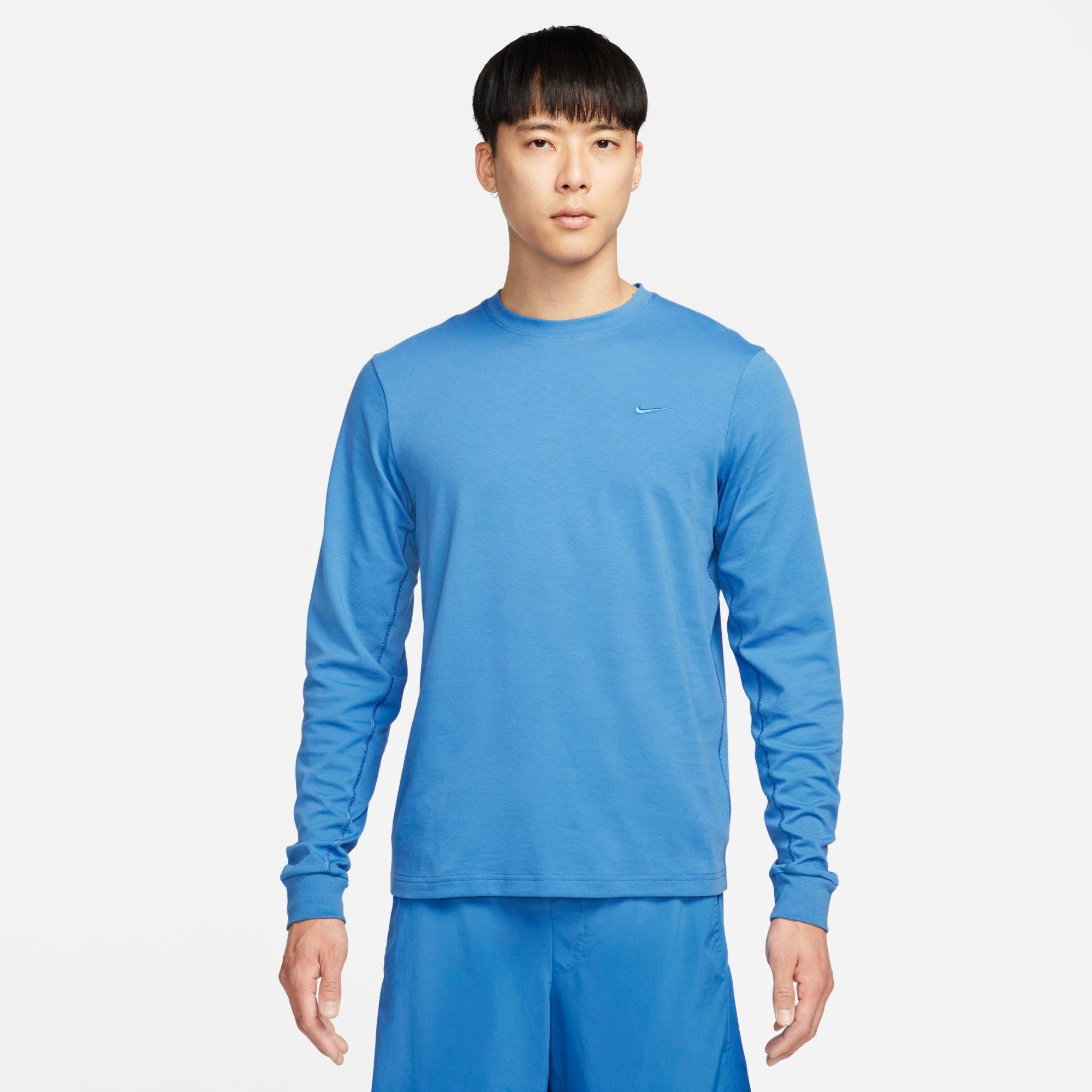 Shop Nike Men's Primary Dri-fit Long-sleeve Versatile Top In Star Blue/star Blue