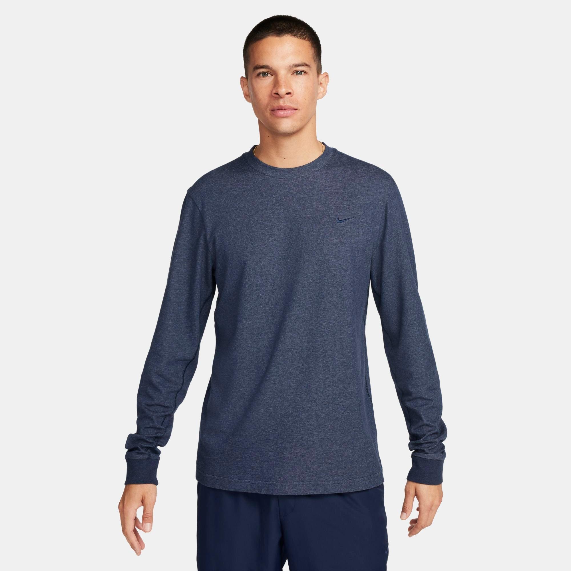 Nike Men's Primary Dri-fit Long-sleeve Versatile Top In Obsidian Heather/heather/obsidian