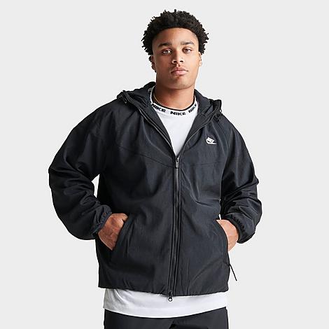 Nike Men's Sportswear Windrunner Winter Woven Hooded Jacket In Black/white