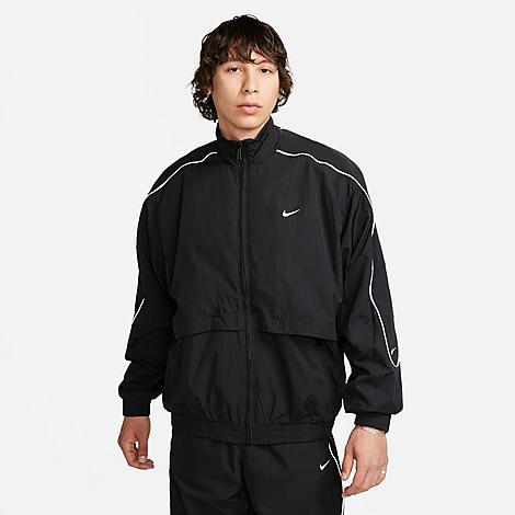 Shop Nike Men's Sportswear Solo Swoosh Woven Track Jacket In Black/white