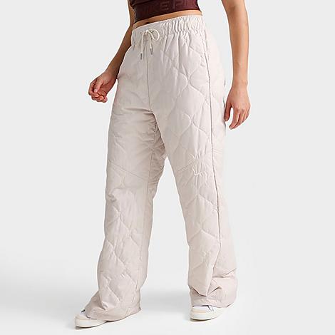 Nike Women's Sportswear Essential High-waisted Open-hem Quilted Pants In Light Orewood Brown/sail