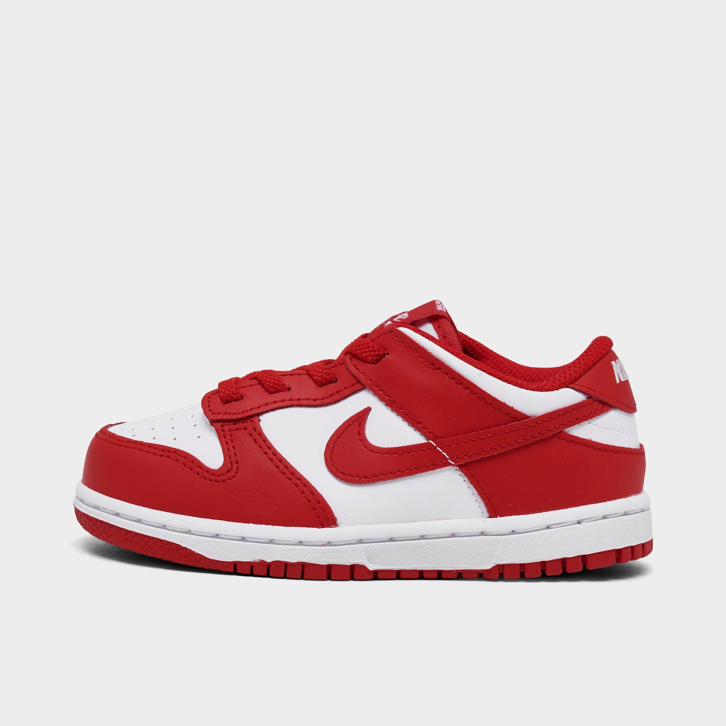 Nike Kids' Toddler Dunk Low Casual Shoes In White/university Red/white
