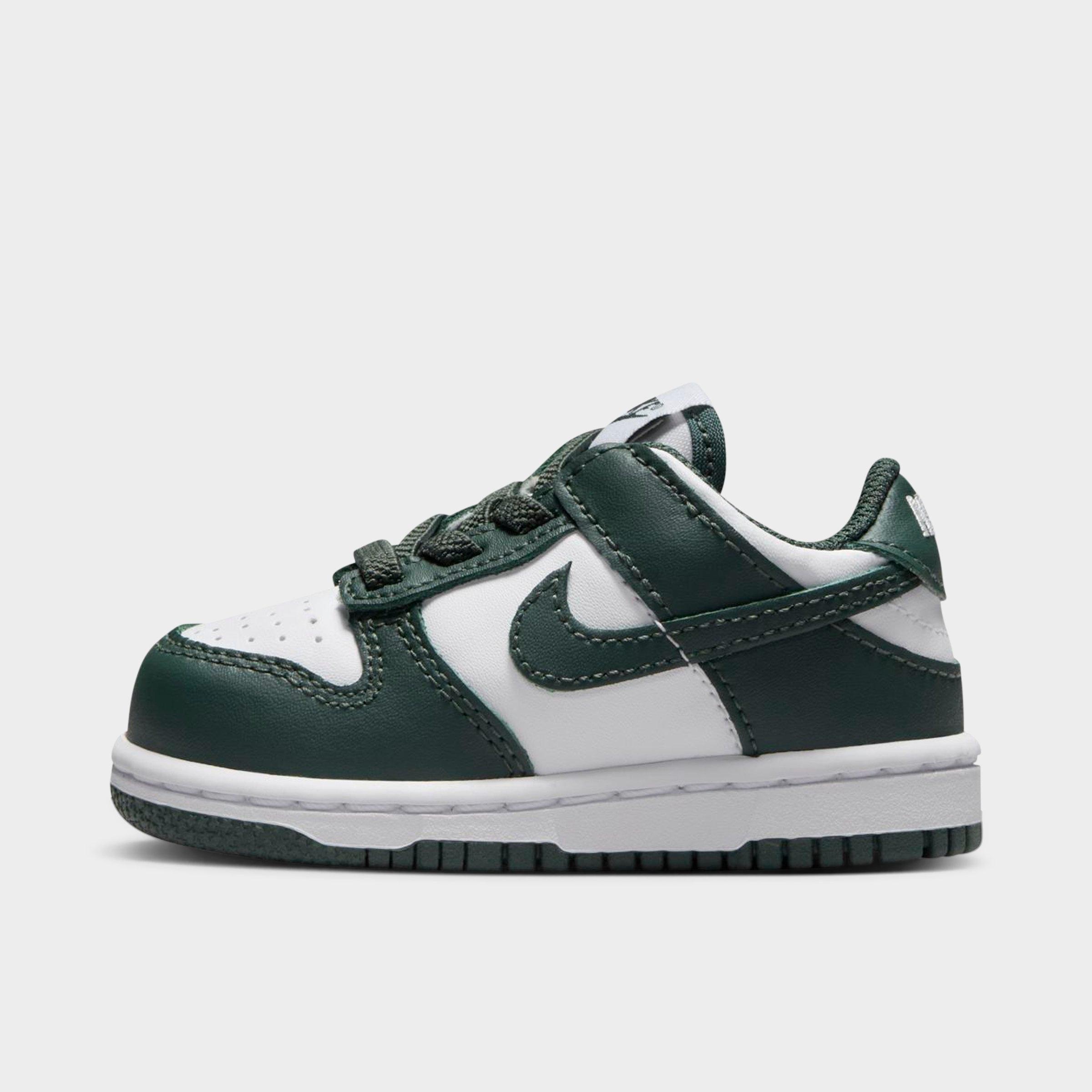 Nike Kids Toddler Dunk Low Casual Shoes in White/Vintage Green/White Size: 2.0