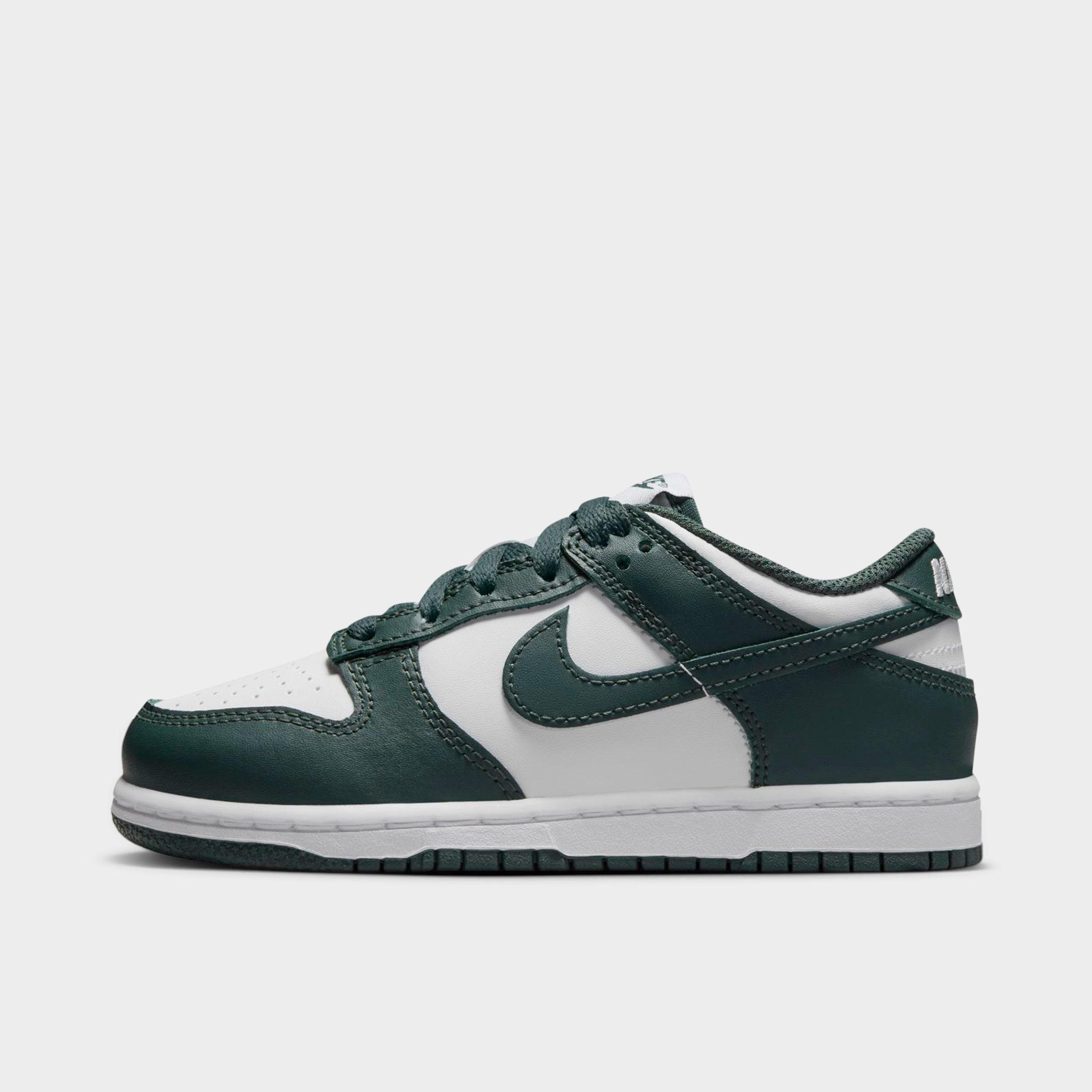Nike Little Kids Dunk Low Casual Shoes in White/Vintage Green/White Size: 1.0