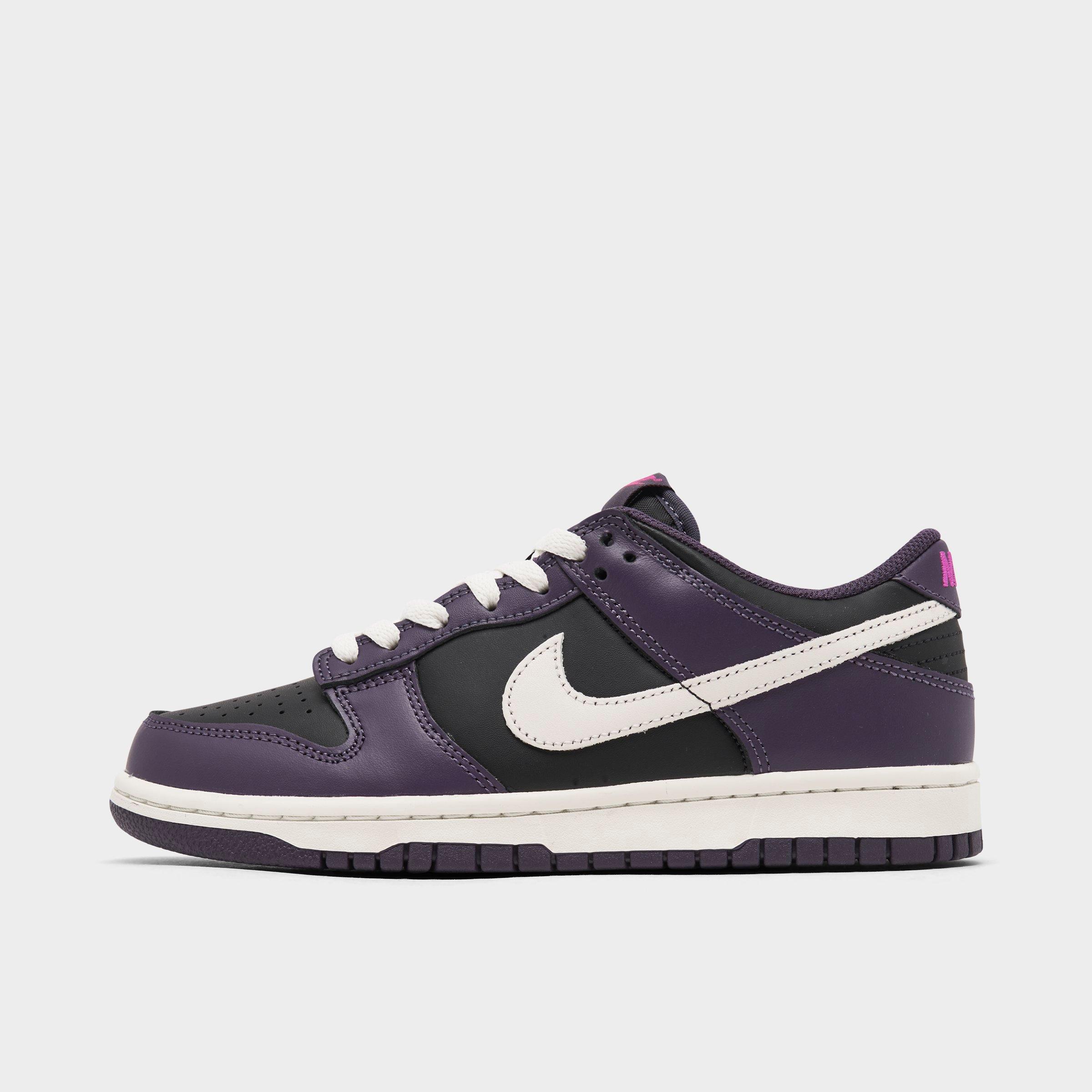 Nike Big Kids Dunk Low Casual Shoes in Black/Dark Raisin/Sail Size: 3.5