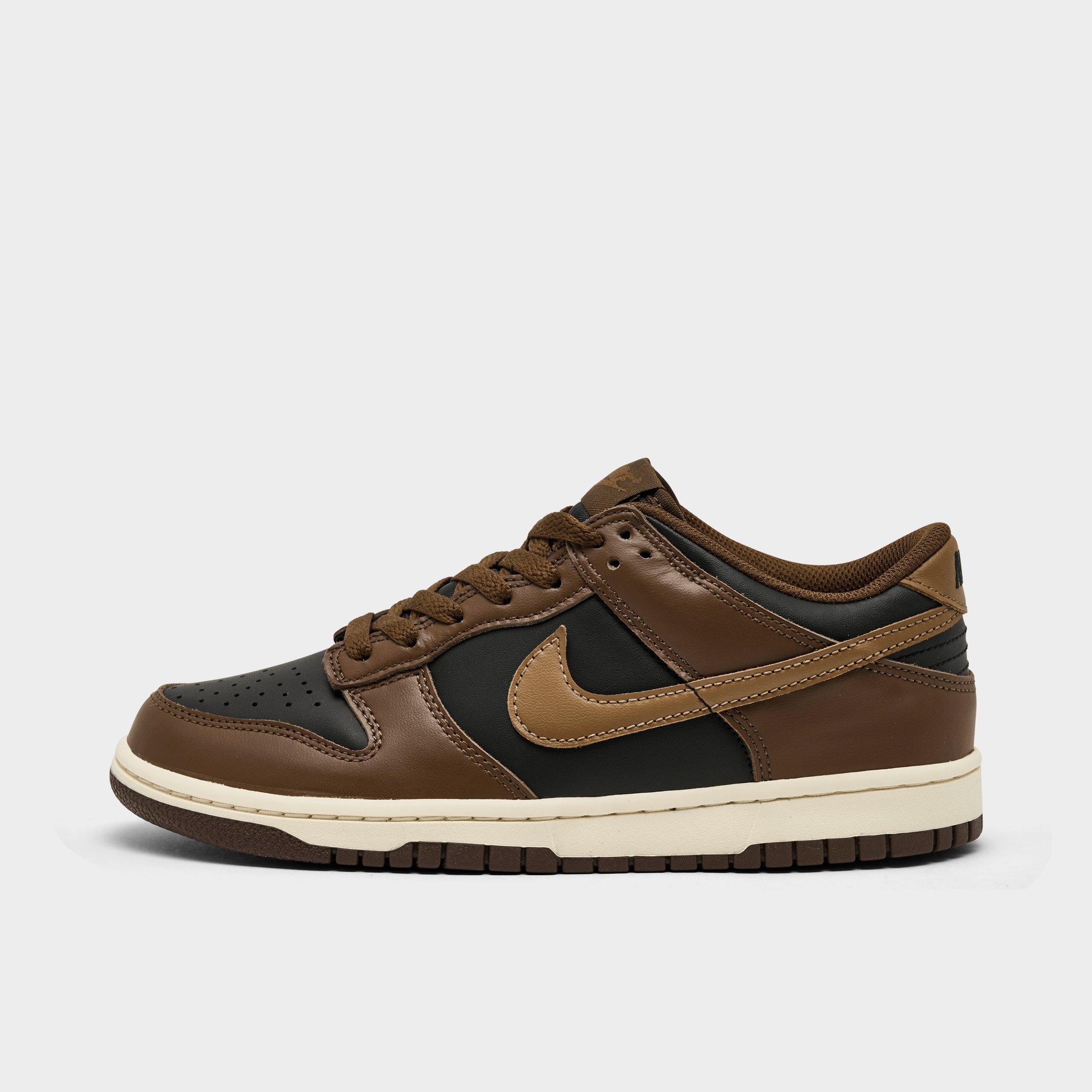 Nike Big Kids Dunk Low Casual Shoes in Black/Cacao Wow/Coconut Milk Size: 3.5