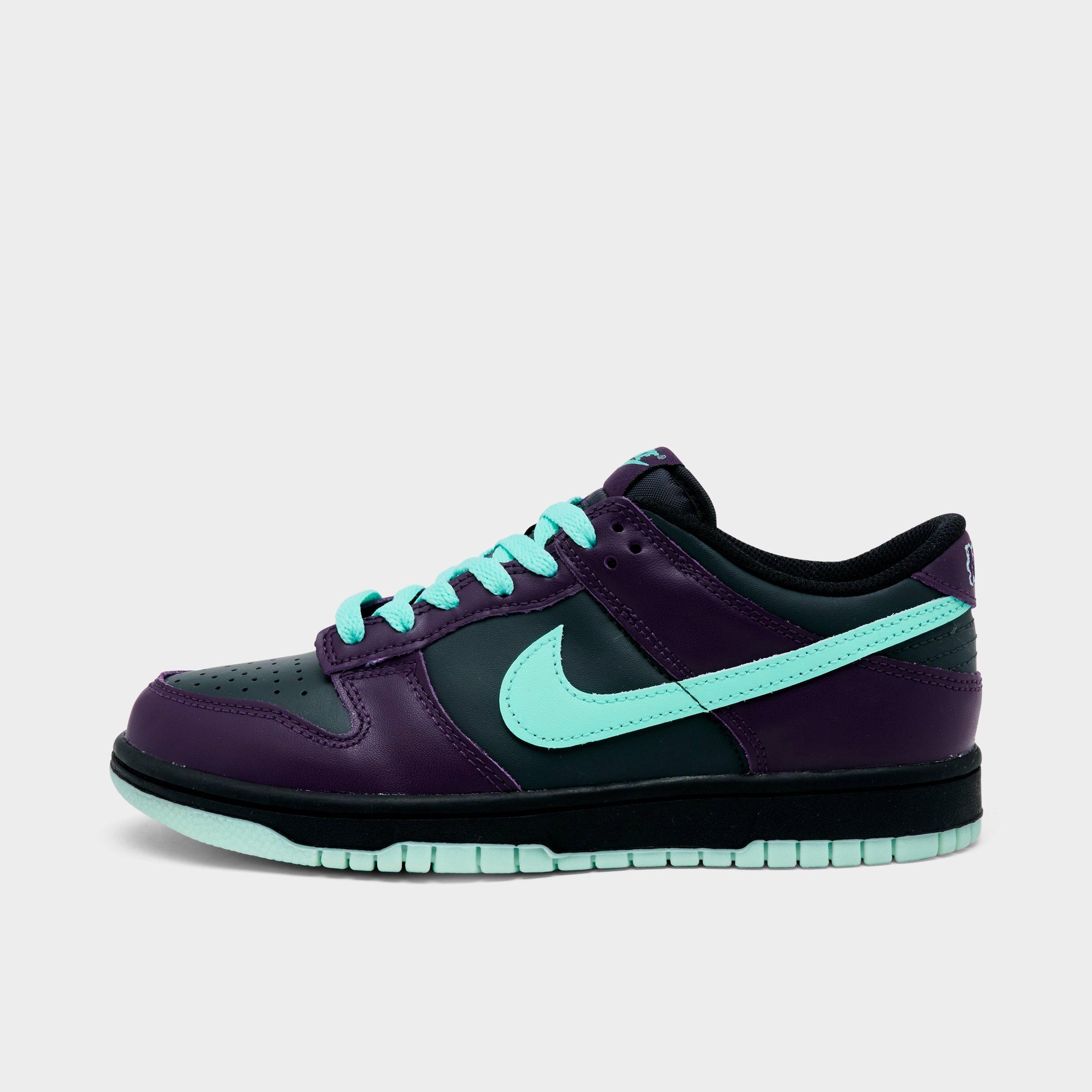 Nike Big Kids Dunk Low Casual Shoes in Dark Smoke Grey/Grand Purple/Black Size: 3.5