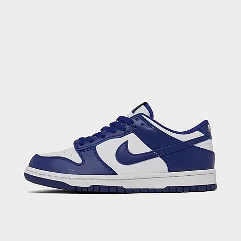 Shop Nike Big Kids' Dunk Low Casual Shoes In White/concord/university Red