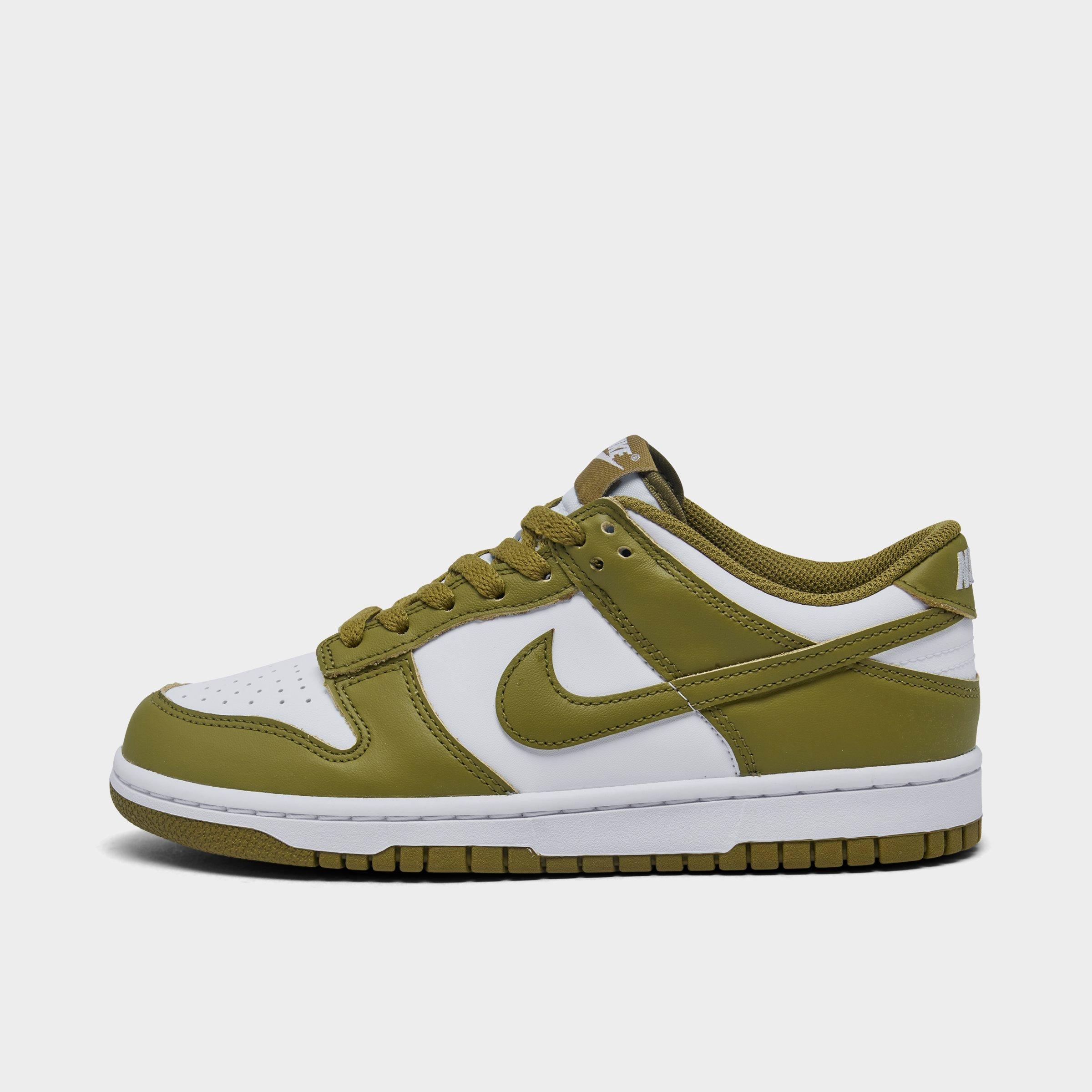Shop Nike Big Kids' Dunk Low Casual Shoes In White/pacific Moss