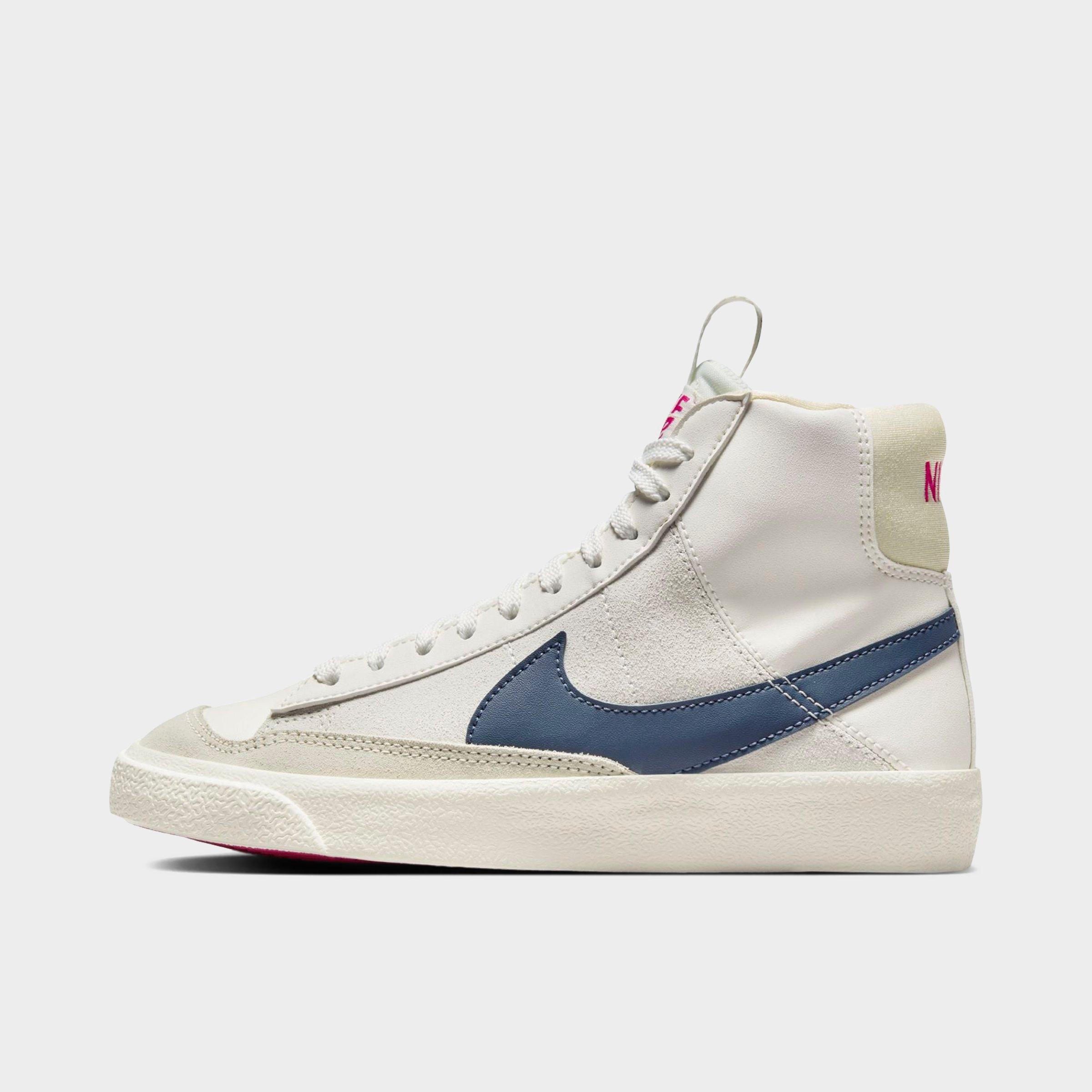 Shop Nike Girls' Big Kids' Blazer Mid '77 Se Casual Shoes In Sail/sail/fireberry/diffused Blue
