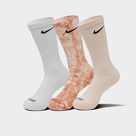 Nike Everyday Plus Cushioned Crew Socks (3-pack) In Summit White/guava Ice/amber Brown