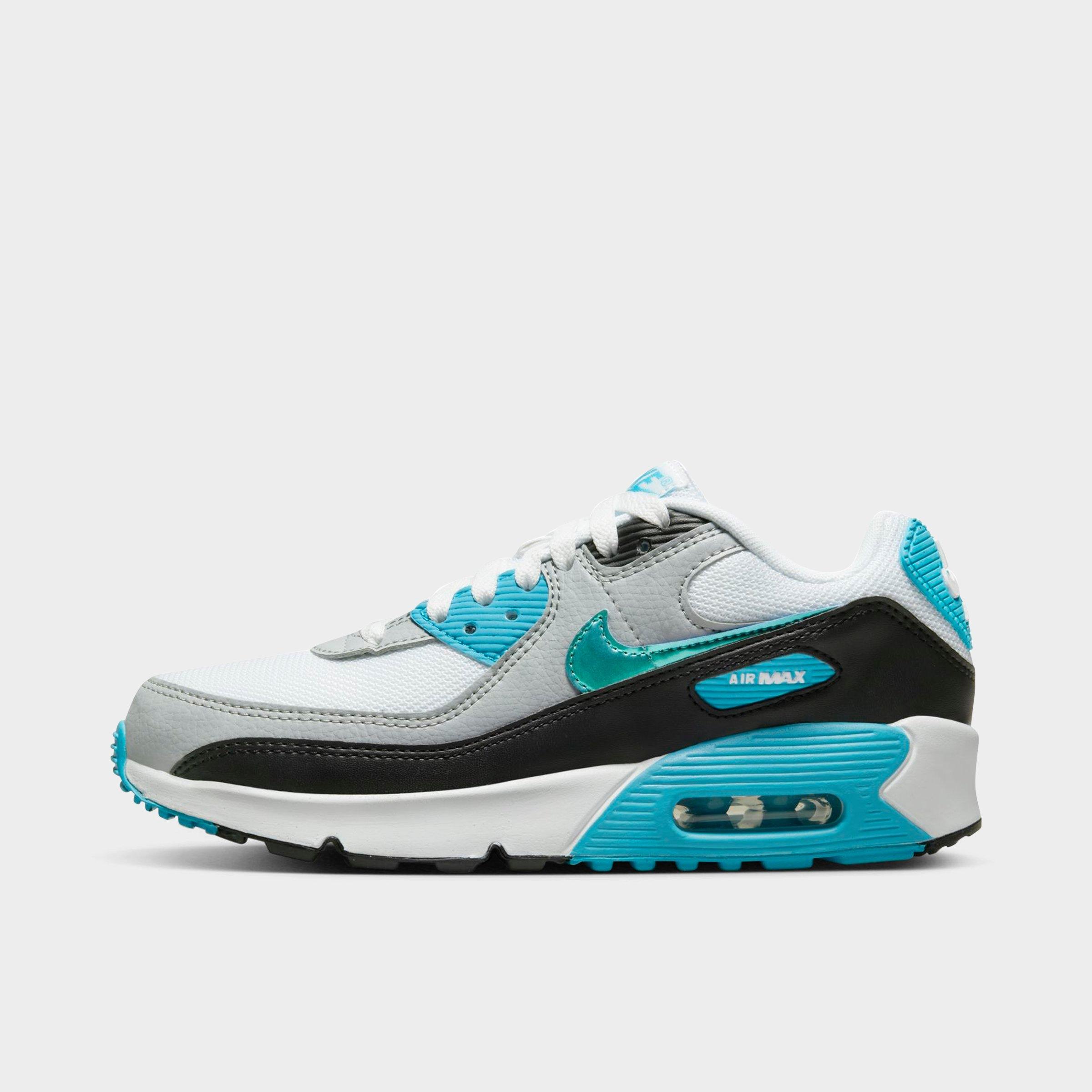 Nike Big Kids' Air Max 90 Casual Shoes In White/blue Lightning/black ...
