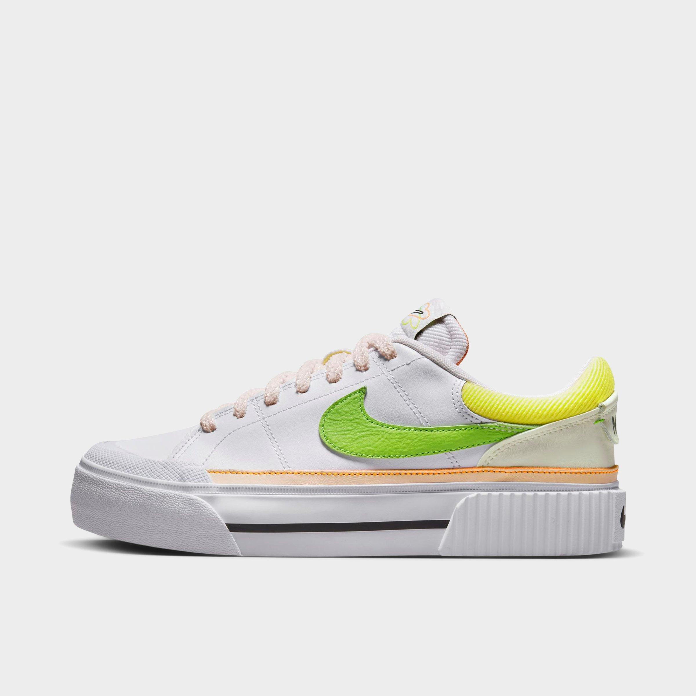 Shop Nike Women's Court Legacy Lift Platform Casual Shoes In White/action Green/pearl Pink/opti Yellow/sail/black