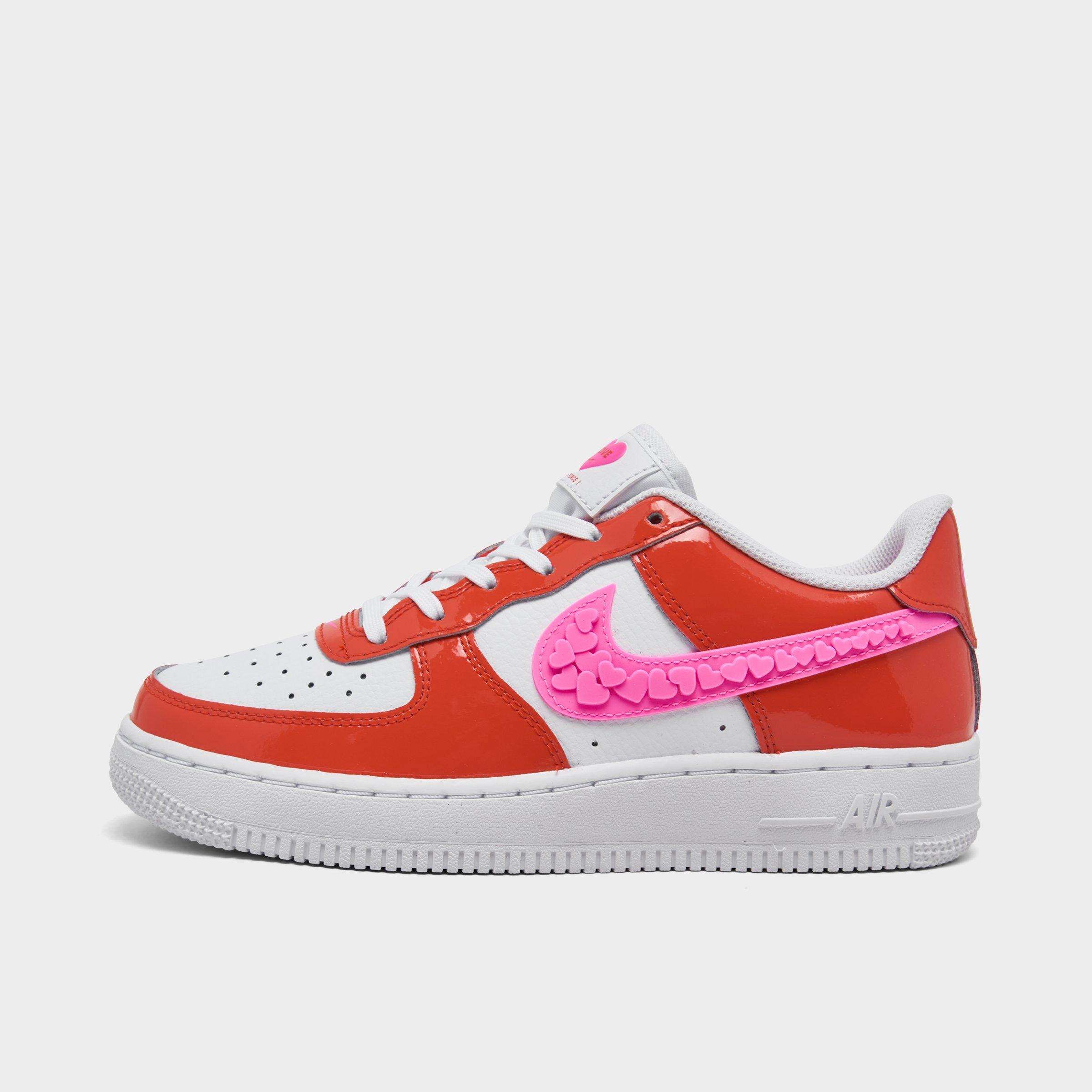 Nike Big Kids' Air Force 1 LV8 Casual Shoes in Red/Picante Red Size 6 Leather