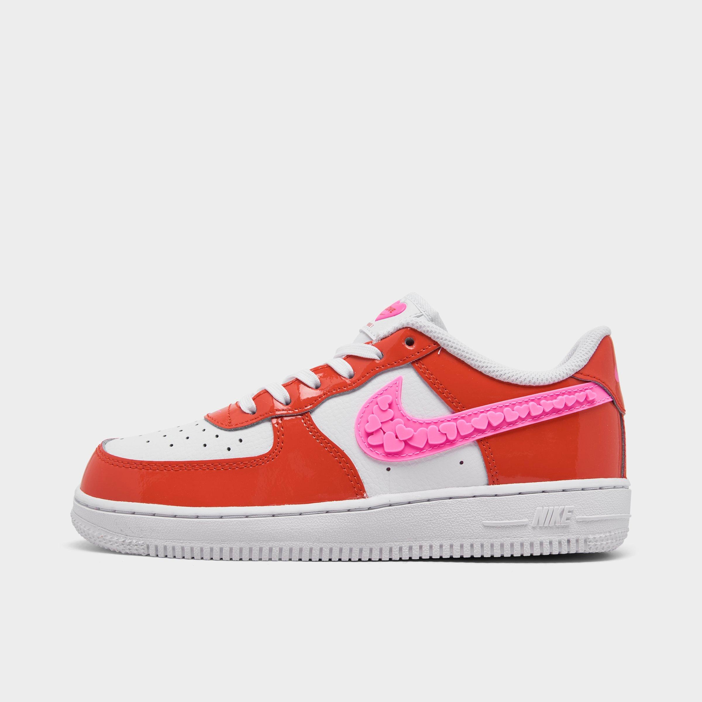 Nike Little Kids Air Force 1 LV8 Casual Shoes in Picante Red/Pink Spell/White Size: 1.0