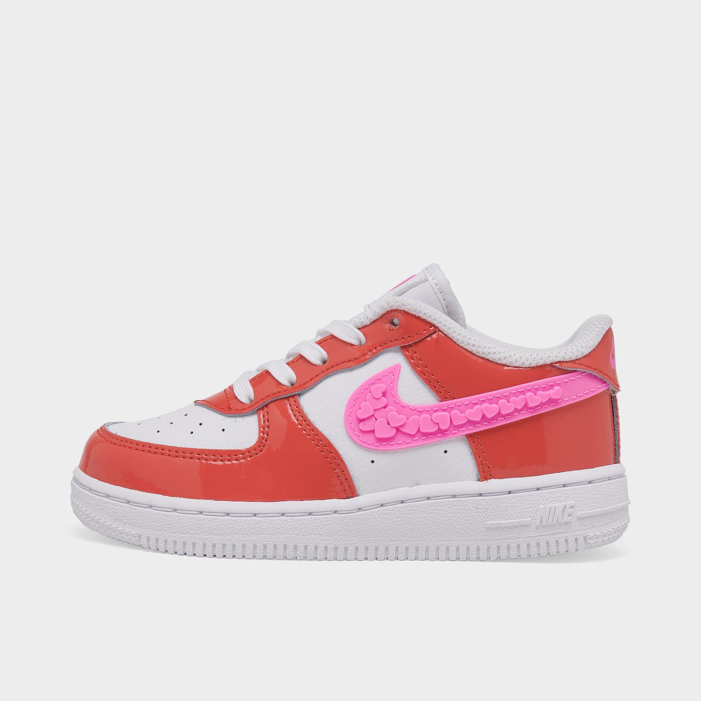 Nike Kids Toddler Air Force 1 LV8 Casual Shoes in Picante Red/Pink Spell/White Size: 4.0