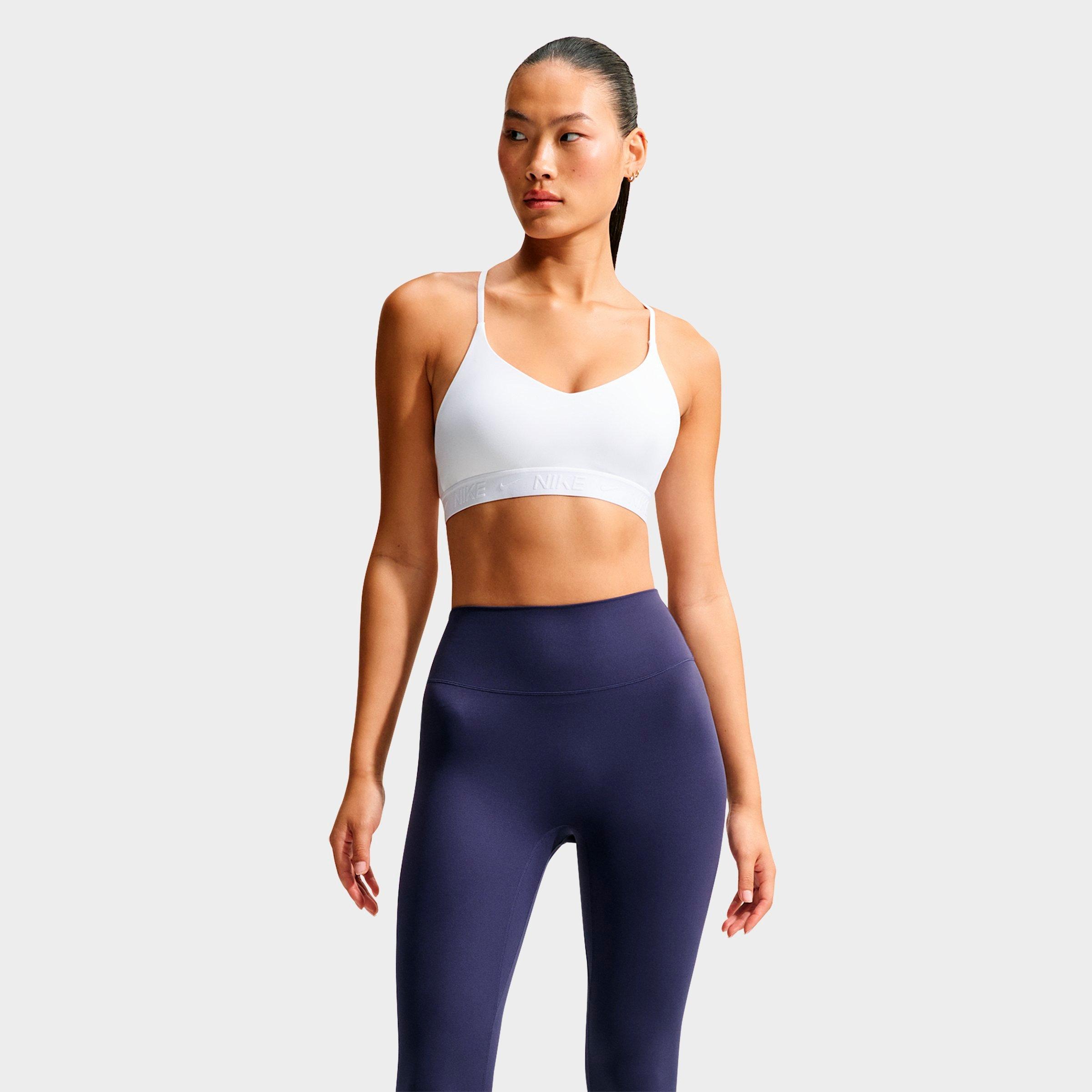 Nike Women's Dri-FIT Indy Light Support Padded Adjustable Sports Bra in White/Stone Mauve Size: Medium