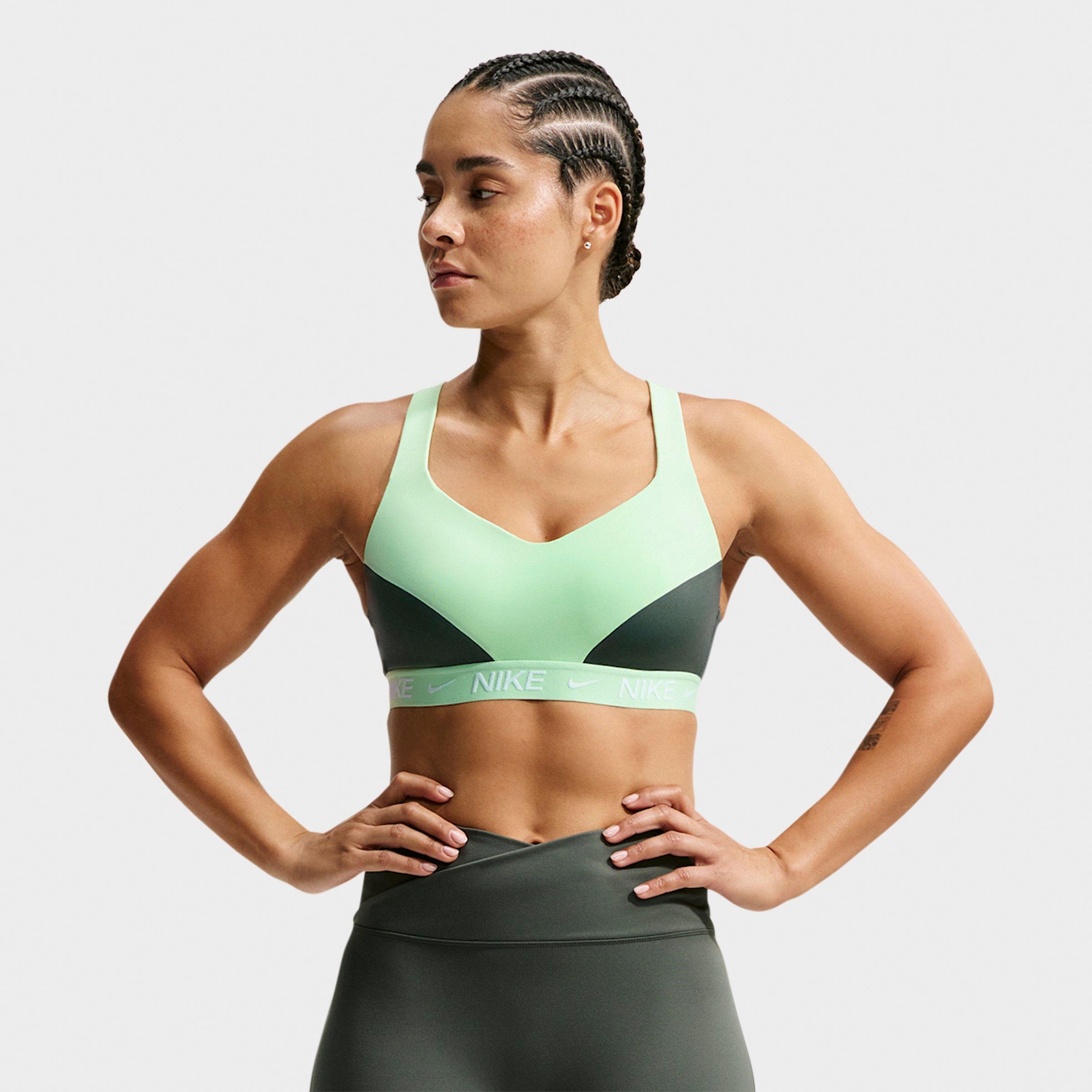 Nike Women's Dri-FIT Indy High Support Sports Bra in Cucumber Calm/Camo Green Size: XS