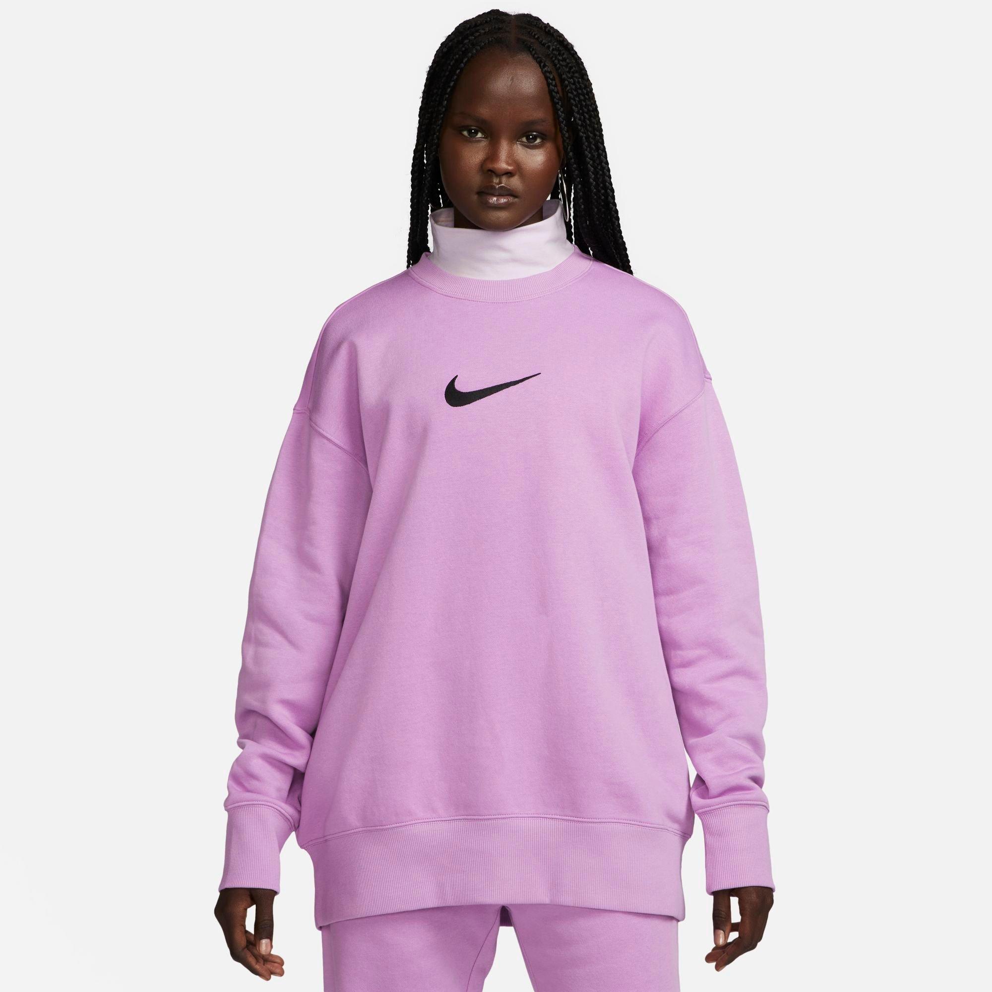 Nike Women's Sportswear Phoenix Fleece Oversized Crewneck Sweatshirt In  Rush Fuchsia/black