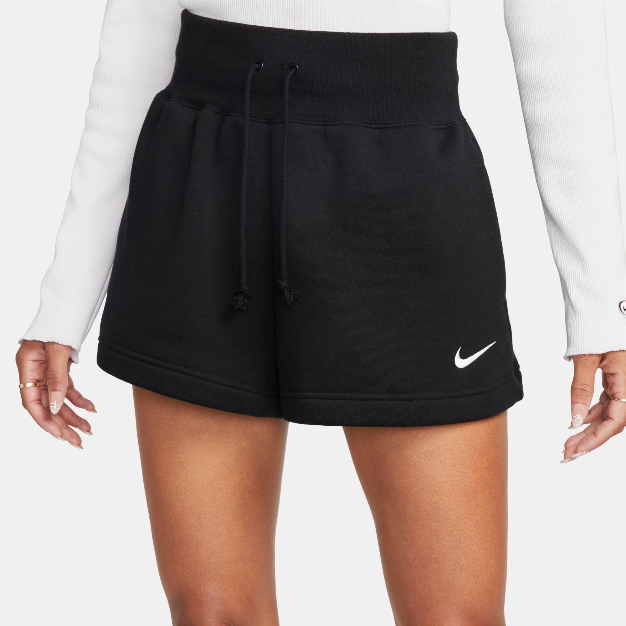 Nike Women's Sportswear Phoenix Fleece High-Waisted Loose Shorts in Black/Black Size Medium Cotton/Polyester/Fleece