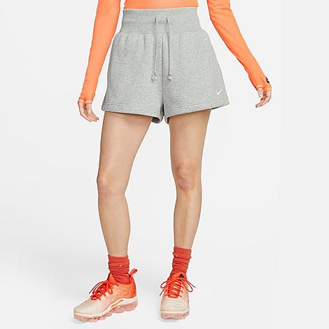 Shop Nike Women's Sportswear Phoenix Fleece High-waisted Loose Shorts In Dark Grey Heather/sail